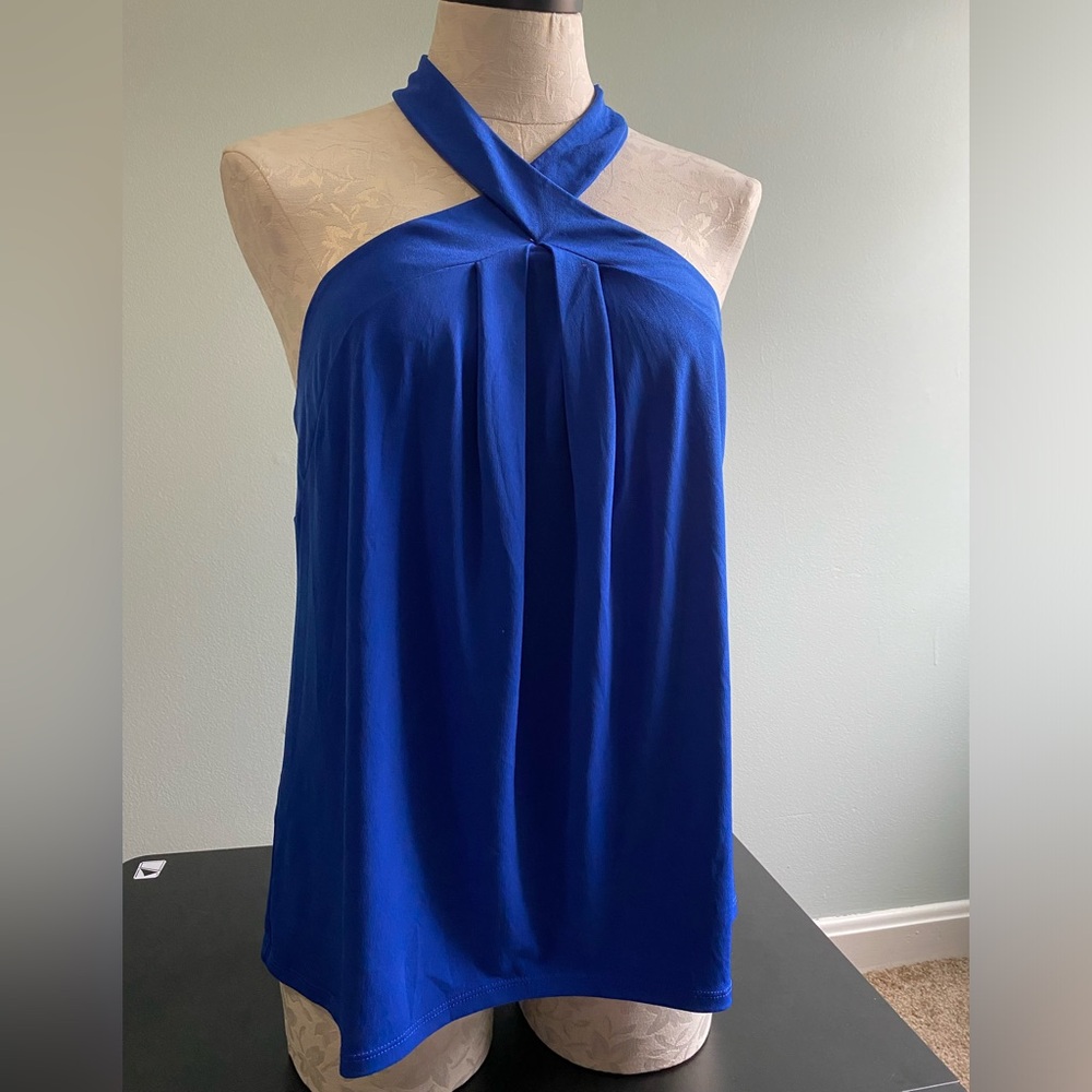 Express Women's Bright Blue Halter Top - M